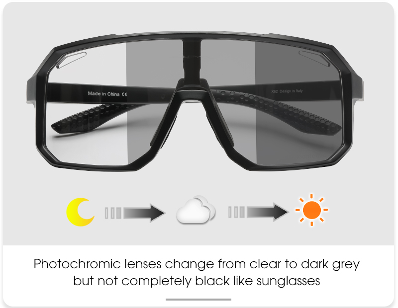 도매가 US$4.50 SCVCN S62 포토크로믹 사이클링 스포츠 선글라스