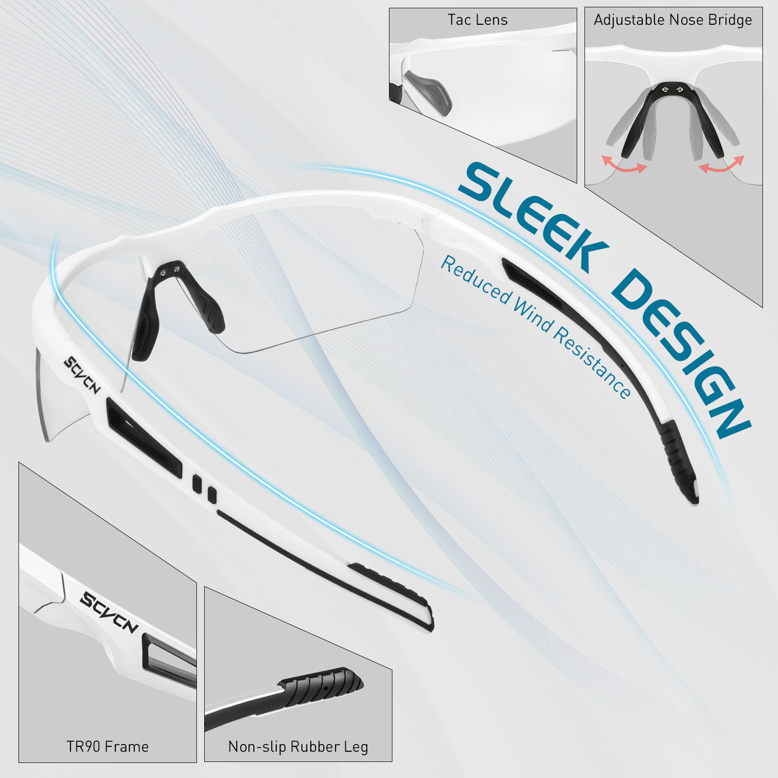 도매가 US$7.50 SCVCN S86 편광 포토크로믹 스포츠 선글라스